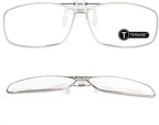 TERAISE Clip On Reading Glasses with Flip Up Function Metal full-Frame Clipped on prescription glasses Designed for myopia Fashion readers for men and women HD lens Portable glasses case(2.5X)
