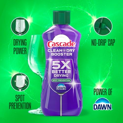 Cascade Rinse Aid Clean & Dry Booster Dishwasher Liquid, Gel & Detergent Pods for Sparkling Clean Dishes, Dishwasher Soap Tablets & Rinse Aid Dry Booster, 30.5oz