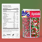 Christmas Sprinkles Mix 4 Cell Holiday Assortment 6.5 oz Edible Red Green White Jimmies, Nonpareils, Christmas Tree Confetti & Sanding Sugar for Cakes Decorating Xmas Cookies, Cupcakes & Holiday Desserts