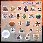 72PCS Edible Halloween Cupcake Toppers Wafer Paper Pumpkin Skull Ghost Cake Decorations Trick or Treat Cupcake Picks for Halloween Theme Party Birthday Decor Supplies