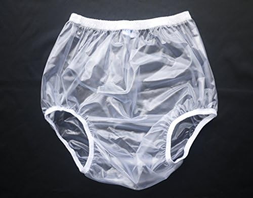 Adult Incontinence Pull-on Plastic Pants PVC Pants 3 Pack (X-Large, Transparent White)