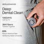 Brushmo Black Floss (BBFloss) - Expanding Floss, Gum-Friendly Soothing Mint Dental Floss, Natural Vegan Wax to Remove Plaque from Teeth, Dentist Designed PTFE & PFAS Free Oral Care, 2 Spools, 110 yd