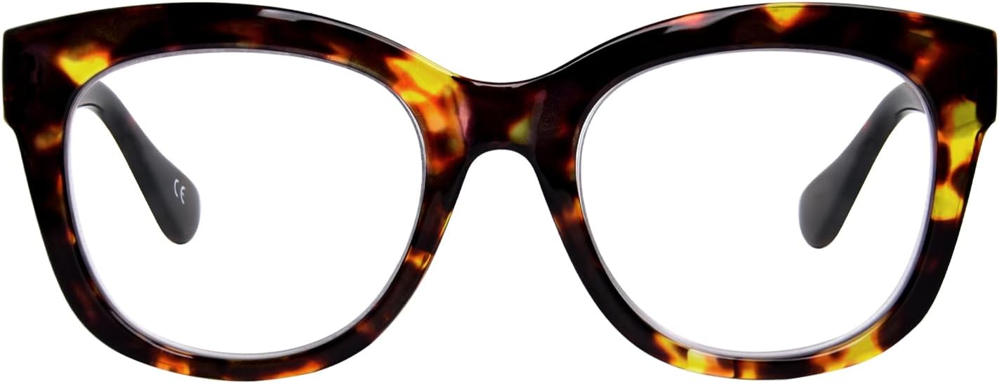 Oversized Reading Glasses for Women Men Trendy Large Frame Blue Light Blocking Readers Eyewear with Spring Hinges