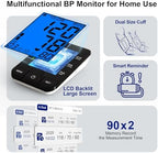 Automatic Upper Arm Blood Pressure Monitor for Home Use with 9-17in & 13-21in L/XL/Extra Large Cuff, Accurate Measurement Guidance, Portable Fit Big Arms BP Machine