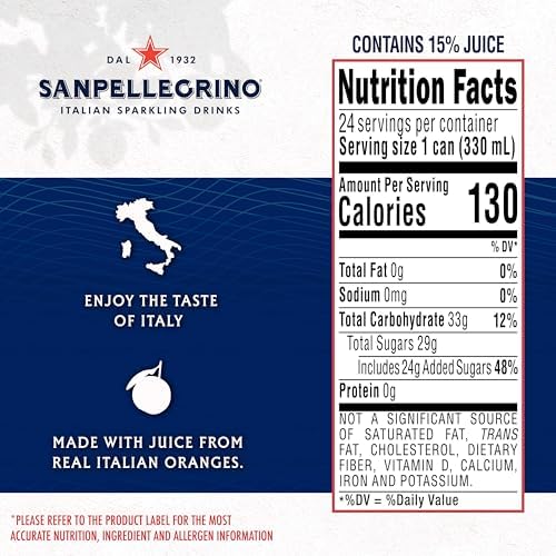 Sanpellegrino Italian Sparkling Drink Aranciata Rossa, Sparkling Orange and Blood Orange Beverage, 11.15 Fl Oz (Pack of 24)