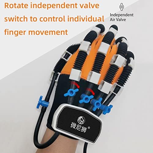 Rehabilitation Robot Gloves Split Finger Training Mirror Mode Stroke Hemiplegia Finger Extension Exercise, LCD Touch Screen/Timing/Intensity can be Adjusted, Yellow, RightHand XL