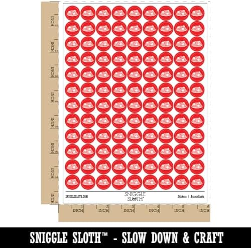 Spaghetti and Meatballs Italian Pasta 200+ Round Stickers - Gloss Finish - 0.50" Size - Red