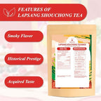 WT WEETEE Lapsang Souchong Tea Bags, 100 Count Smoky Black Tea, Natural Caffeine & Antioxidant, Classic Specialty Chinese Tea, Resealable Kraft Bag | Brew Hot or Iced