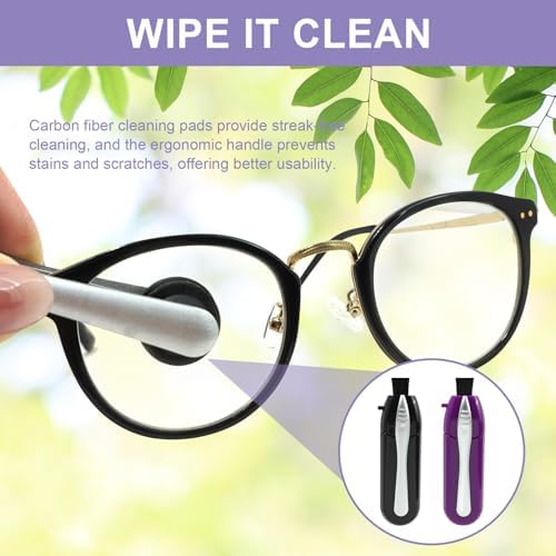 2PCS Eyeglass Cleaner Kit,Portable Glasses Cleaning Tool with Microfiber Tech and Portable Mini Brusheaner for Eyeglasses Sunglasses Reading Glasses, Easy to Carry for Travel Office Home