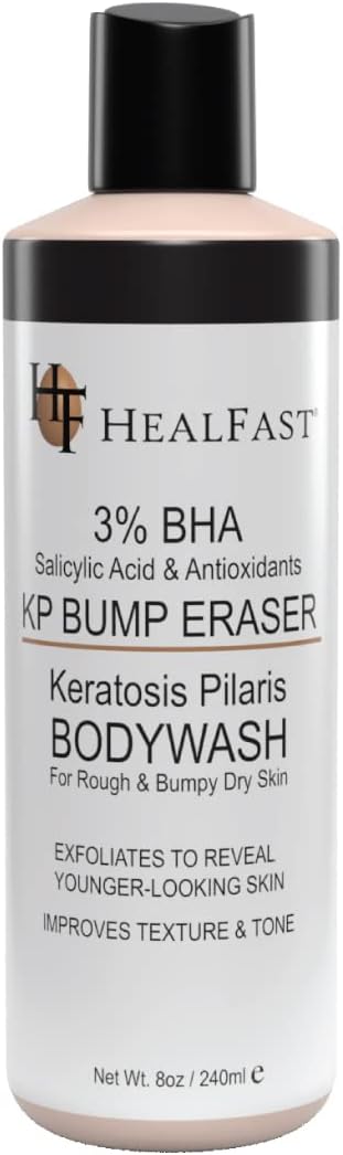 HealFast KP Bump Eraser Bodywash – Soften, Exfoliate, Nourish Rough and Bumpy Skin with 3% BHA – Keratosis Pilaris - For All Types – No Scrubbing Required – Fragrance and Paraben Free