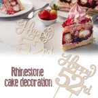 Happy 52nd Birthday Decorations,52nd Birthday Gold Rhinestone Cake Topper - Cheers to 52 Years Old Bday Party Metal Sparkly Cake Centerpieces Sign.