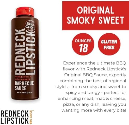 Redneck Lipstick Original BBQ Sauce, Smoky Sweet and Spicy Smooth, ideal for All Recipe, BBQ game with Authentic American Flavor, 3 Pack (18 Ounce)