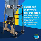 LightBaum 2G LED Flashlight for Canes, Crutches & Walkers — Universal Clip-On Mount, Adjustable Angle, Helps Prevent Nighttime Falls | Battery Powered, Easy Install on Any Mobility Device
