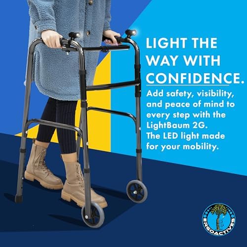 LightBaum 2G LED Flashlight for Canes, Crutches & Walkers — Universal Clip-On Mount, Adjustable Angle, Helps Prevent Nighttime Falls | Battery Powered, Easy Install on Any Mobility Device