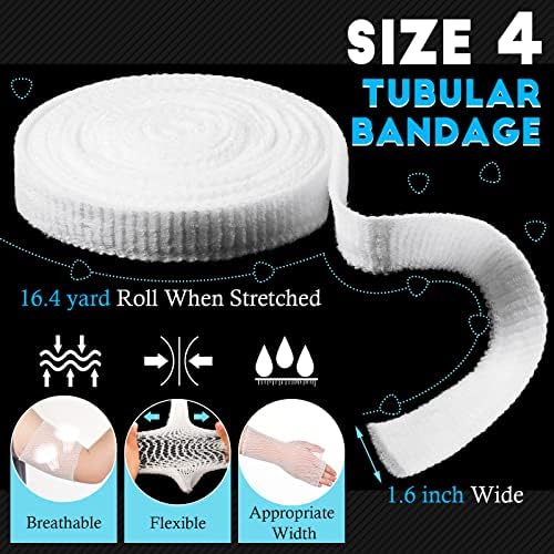 2 Rolls Tubular Bandage Elastic Net Wound Dressing Stretch Dressing Retainer Tubular Elastic Gauze Bandage for Wound Arm, Without the Use of Adhesive Tape (Size 4 for Arm, Leg or Foot)