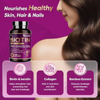 NATURE TARGET Biotin 10000mcg Hair Growth Vitamins – Maximum Strength Hair Growth Supplement with Collagen, Keratin, Fo-Ti, MSM, Zinc & B Vitamins for Thicker, Stronger Hair, Skin & Nails