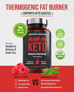 Vitamin Bounty Burn On Thermogenic Keto Fat Burner for Men & Women - Weight Loss Supplement with Raspberry Ketones - Metabolism Booster, Energy Pills, Appetite Suppressant - 60 Capsules