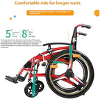 Ultra Lightweight Folding Wheelchair 300lbs Capacity, All Terrain Self-Propelled Manual Wheelchair for Adults with Anti-Tipping Wheels, Breathable Cushion & Detachable Footrest
