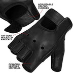 MARIB Leather Half Finger Cycling Wheelchair Gym Bus Driving Weight Lifting Glove
