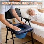 Bedside Commode Cushion, Washable Toilet Seat Cushion for Seniors, Padded PU Cover with Fixing Straps for Commode Chair 16.5" X 16.5", Portable Soft Toilet Seat Cushion for Elderly Adults (Blue)