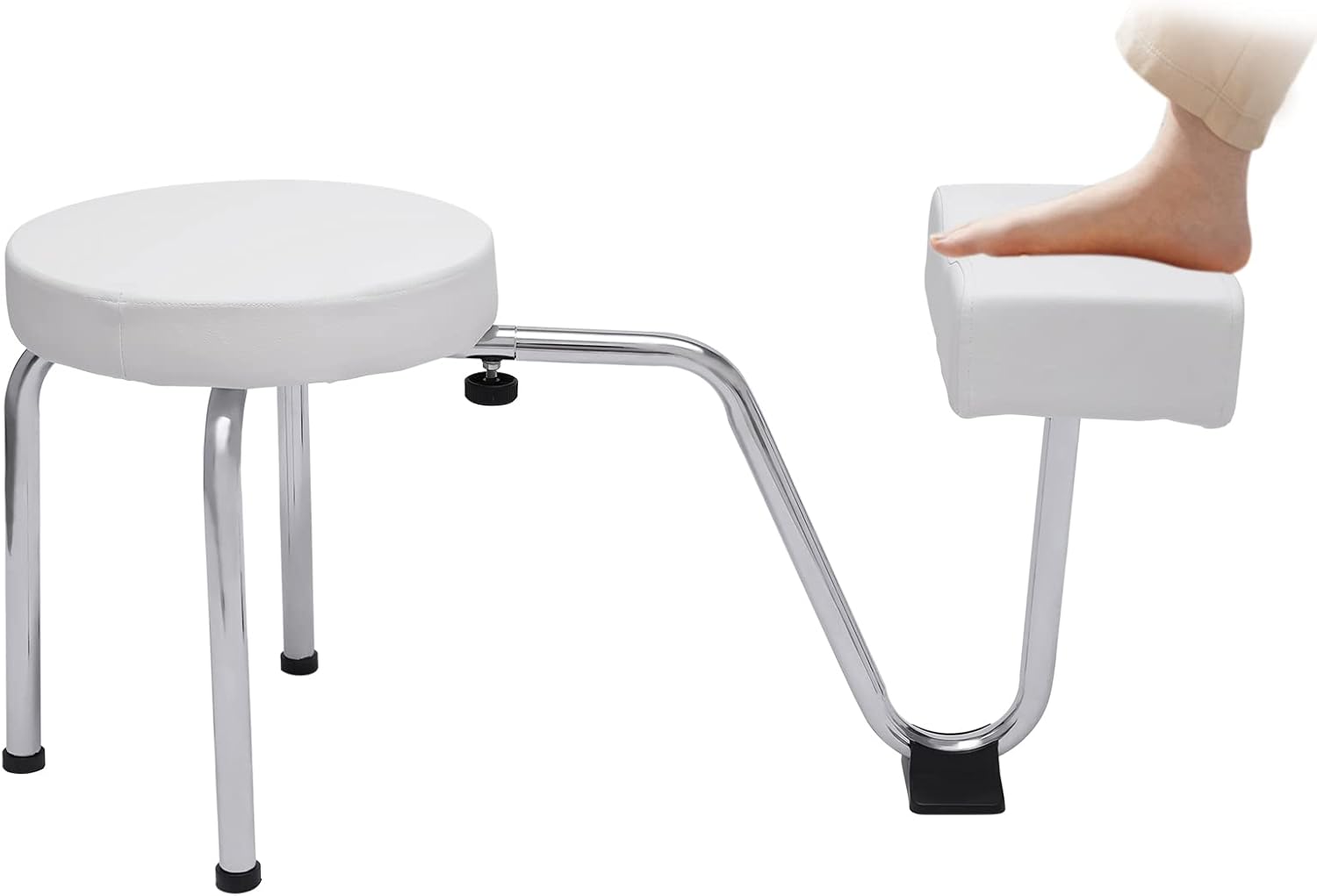 Adjustable Pedicure Foot Rest St-ool Chair w/PVC Pad,Beauty Nail Salon Pedicure Stool,Leg Rest Pedicure Foot Rest Stand Portable Spa Pedicure Stool w/Footrest for Nail Tech,Manicure Use Black (White)