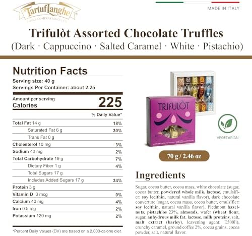 TartufLanghe Trifulot Assorted Chocolate Truffles - 10 Italian Pralines Variety Box with Milk, White, & Dark Chocolate, Piedmont Hazelnuts, Pistachio, Cappuccino and Salted Caramel - 5.11 oz