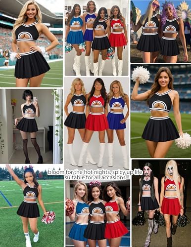 Avidlove Sexy Mini Skirt Cheerleader Lingerie Set for Women Hollow Crop Y2K Pleated Skirts Sets Rave Outfit