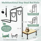 Bed Step Stool with Assist Rail for Seniors Adults Safety - Bedside Stepping Stool with Handle, Medical Stool Steps for High Beds, Handicap Bariatric Wide Guard Platform Adjustable Bar (2 in 1)