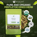 Biokoma Organic Mistletoe Dried Herb 100g (3.55oz) In Resealable Moisture Proof Pouch, USDA Certified Organic - Herbal Tea, No Additives, No Preservatives, No GMO, Kosher