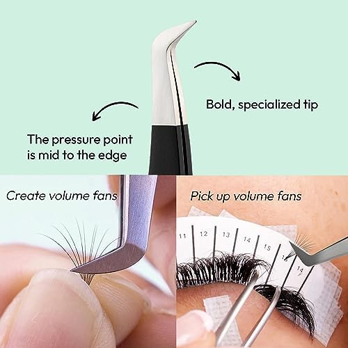 Eyesy Lash Eyesy Boot Lash Tweezer | Professional Volume False Lash Application Tool | Multi Shapes & Purposes Tweezers | Non-Slip Grip Tweezers (Black)