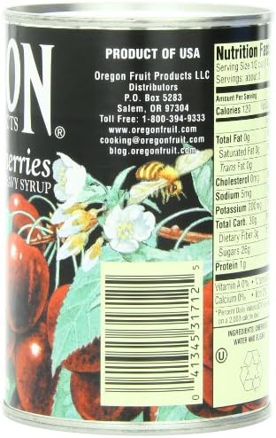 Oregon Fruit Products Dark Sweet Cherries in Heavy Syrup, 15 Ounce (Pack of 8)