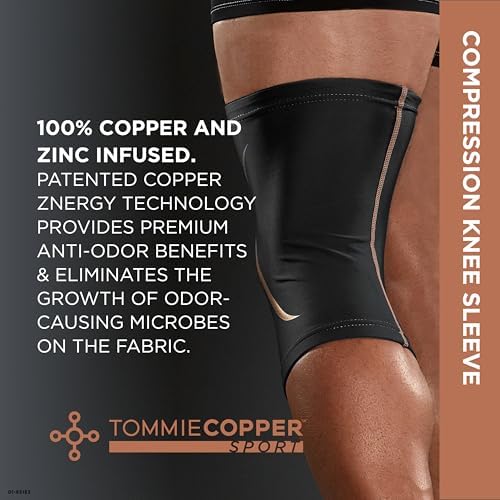 Tommie Copper Knee Compression Sleeve, 15-20 mmHg, 4D Stretch & Non-Slip Fit for Targeted Support, Patented Copper Znergy Fabric, Anti-Odor Benefits, Breathable Design