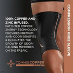 Tommie Copper Knee Compression Sleeve, 15-20 mmHg, 4D Stretch & Non-Slip Fit for Targeted Support, Patented Copper Znergy Fabric, Anti-Odor Benefits, Breathable Design