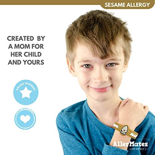 AllerMates Kids Medical Wristband - Sesame Children's Medic Alert Allergy Awareness Bracelet (2 Pack)