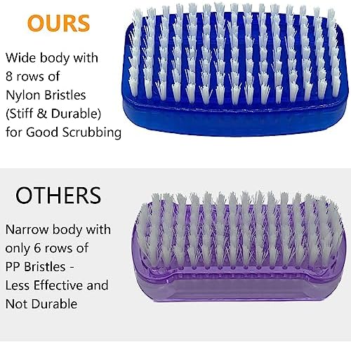 Nail Brush for Cleaning Fingernails 2 Sided Nylon Bristles Fingernail Brush for Cleaning Nail Scrubber Scrub Clean Soft Stiff Nail Scrub Brush, 2 Pack