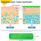 Kinesiology Tape Precut 3 Rolls, Athletic Sports Tape for Muscle Joints Support, 60 Strips for Knee Ankle Shoulder Wrist, Latex Free and Water Resistant, Green