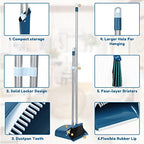 Standing Dustpan and Broom Set with 52" Long Extendable Handle for Home, Indoor, Kitchen Room Office Lobby Floor Cleaning