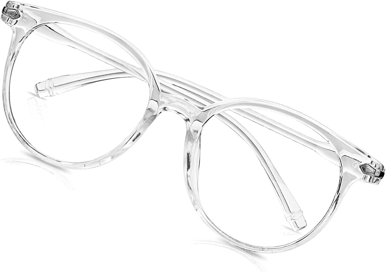 Craebuer Clear Glasses for Women Men, Retro Round Blue light Blocking Reading Eyeglasses with Lightweight Frame, Anti Eyestrain UV Glare Filter Eyewear