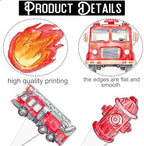 48Pcs Firefighter Theme Cupcake Toppers Fire Truck and Emergency Equipment Design Cupcake Toppers for Firetruck Firefighter Theme Birthday Party Fireman Baby Shower Supplies