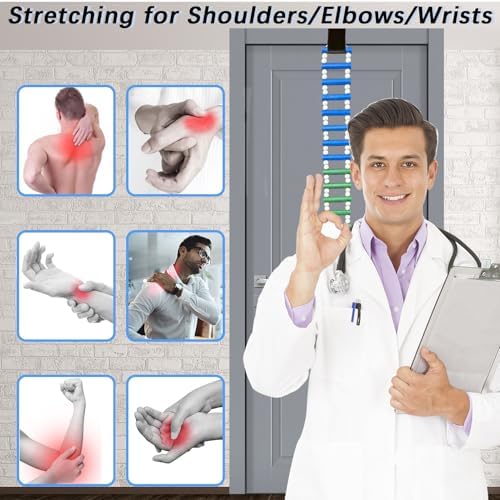Portable Over-The-Door Shoulder Finger Ladder, Shoulder Pain Relief Wooden Finger Ladder for Hand Therapy and Joint Rehabilitation (Colorful)