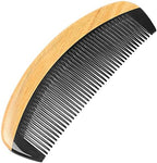 Onedor Buffalo Horn With Handmade 100% Natural Green Sandalwood Hair Combs - Anti-Static Sandalwood Scent Natural Hair Detangler Wooden Combs (Buffalo Horn Oval Fine Tooth)