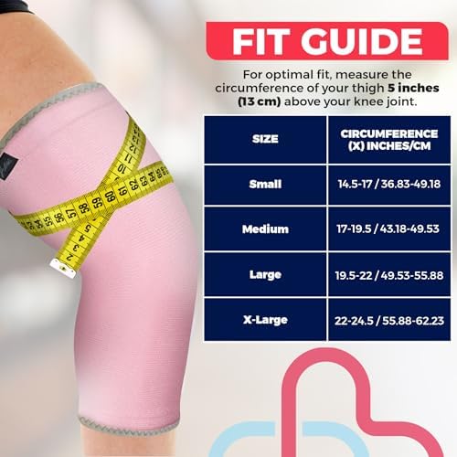 Dr. Arthritis Doctor-Developed Thick Knee Brace Support, Secure Compression Sleeve for Joint Stability (Pink, M)