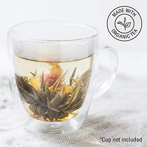 Numi Organic Tea Dancing Leaves Flowering Tea Gift Set, 5 Tea Blossoms with 16 Ounce Glass Teapot