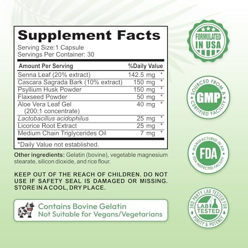 15 Day Colon Cleanse for Women – Natural Detox Pills with Herbs, Fiber & Probiotics – Bloating & Constipation Relief, Weight Loss & Gut Health Reset – 30 Capsules