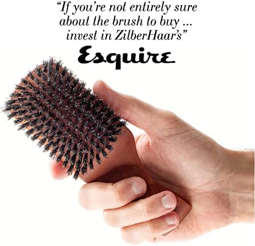 ZilberHaar Major Hair & Beard Brush for Men - Boar Bristles and Pearwood - All Beard and Hair Types - Made in Europe - Stiff Bristles