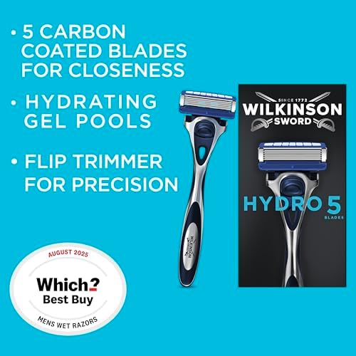 Wilkinson Hydro 5 Skin Protection Razor, 13 Blade Refills, Enriched Lubricating Band with Pro Vitamin B5, Multicolor (1 Count, Box)