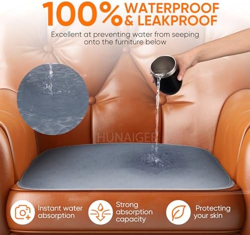 Waterproof Chair Pads for Incontinence Absorbent Seat Protector Pads for Adults Chucks Pads Washable Chair Protector Pads for Chairs Bed Adults, Elderly, Kids & Pets Gray 21"X22"4 Pack
