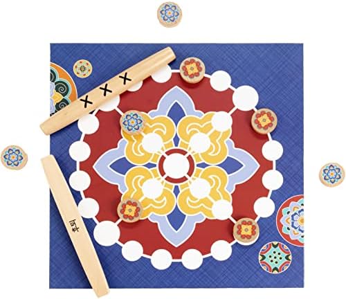 Yut Nori: Korea's Game of Seollal - Korean New Year Family Party Board Games - Greyboard (Mal Pan), Wood Sticks (YUT), Game Pieces (Mal), with Traditional and Bonus Rules - 2-4 Players, 30+ Min
