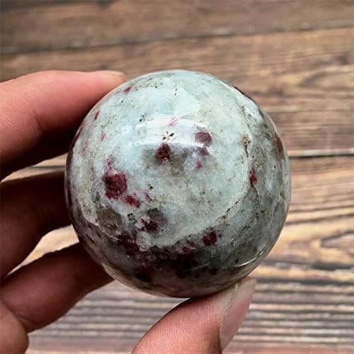 ZTBH Natural Meditation Crystal 4cm Pink Tourmaline Granite Crystal Sphere, Home Decoration Crystal Stone