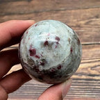 ZTBH Natural Meditation Crystal 4cm Pink Tourmaline Granite Crystal Sphere, Home Decoration Crystal Stone